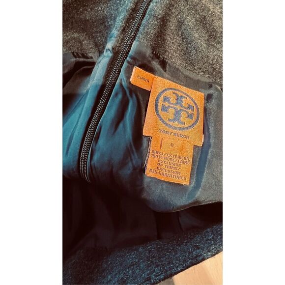 TORY BURCH GRAY SKIRT BLACK PATENT LEATHER TRIM SIZE 8 - Picture 9 of 9
